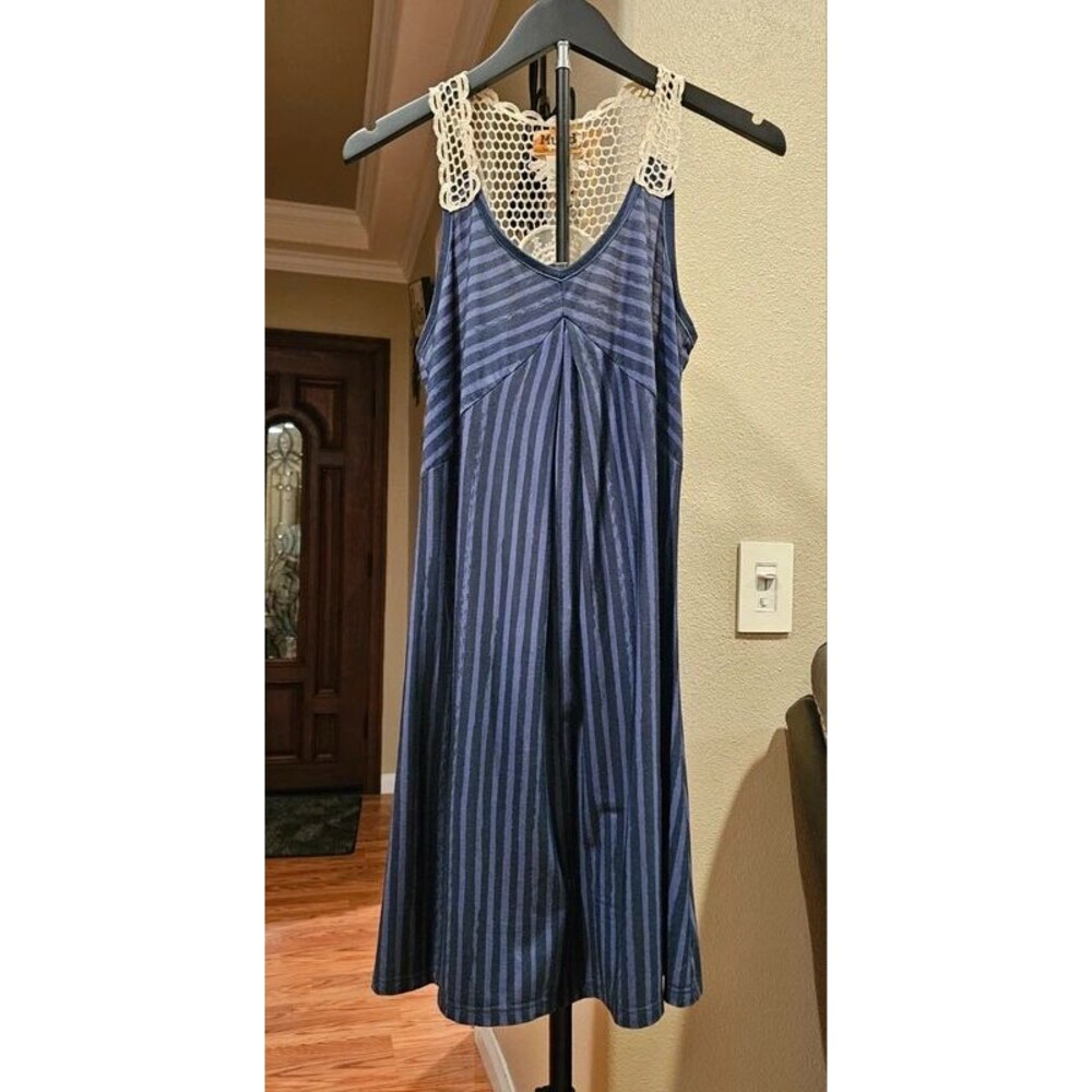 Vintage Mudd Brand Striped Babydoll Dress with a Crochet Yoke/back